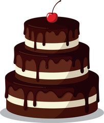 Decadent chocolate tiered cake with cherry