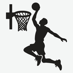 Basketball player dunking silhouette. vector player silhouette