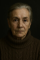 Old tired, bitter, wrinkled lady, in pain, sad and lonely