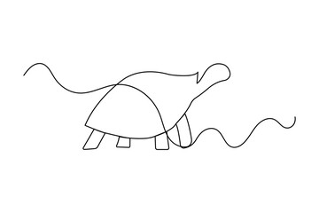Obraz premium Turtle icon continuous one line drawing minimalist style outline illustration
