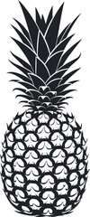 Obraz premium Black Silhouette of a Pineapple with Detailed Texture on White Background fruit tropical