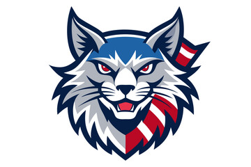 Fierce bobcat mascot with american flag accents