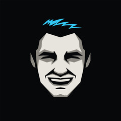 smiling man face logo vector 