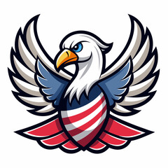 Patriotic eagle mascot with american flag design