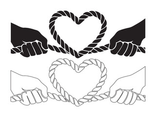 Obraz premium Hands Holding Rope Heart