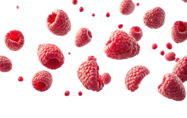 Isolated flying berries on transparent background, png