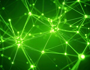 Abstract network of glowing green nodes and lines