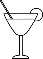 cocktail icon line art vector illustration on transparent background
