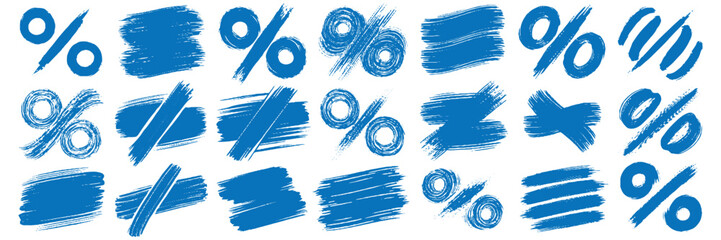 Abstract graphic art featuring brushstroke percentages, slashes, and circles in black and gray on a light background. Energetic, bold feel.