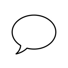 A simple, black outline of a speech bubble or thought bubble on a white background.