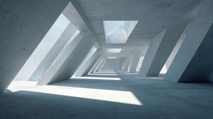 Obraz premium Architectural interior with concrete pillars and natural light