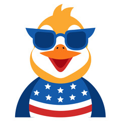 Cool penguin character wearing american flag themed clothing and sunglasses