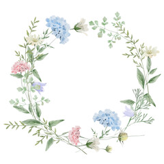 Watercolor Wildflower Wreath Clipart