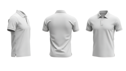 White Polo Shirt Mockup Template in Front, Back, and Side Views