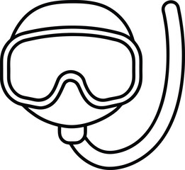 snorkel mask icon line art vector illustration on transparent background
