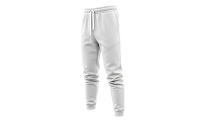 Blank white sweatpants mockup. Casual joggers pants template isolated on a white background for design.
