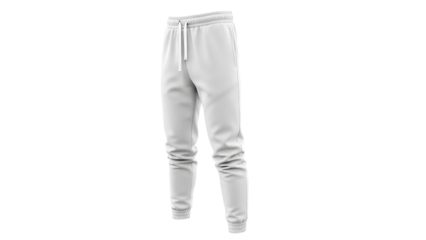 Blank white sweatpants mockup. Casual joggers pants template isolated on a white background for design.