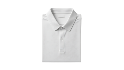 Classic white polo shirt neatly folded, isolated on a plain background for a mockup