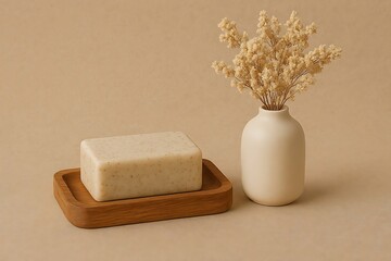 still life with soap isolated on wooden background
