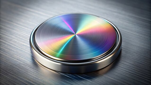 Chromatic Metal Button: Iridescent, Brushed Steel, Abstract Technology Background - Powered by Adobe