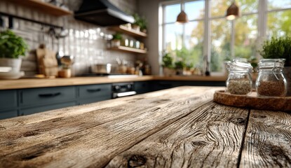 A beautifully crafted wooden table featuring a delicate grain texture illuminated softly in a modern kitchen setting creating an inviting atmosphere for dining and gatherings