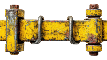 Industrial clamp with heavy-duty steel frame background isolated on a Transparent background, PNG file.