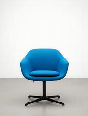 Fototapeta premium Stylish blue armchair with black base, perfect for a modern living room or office space interior design