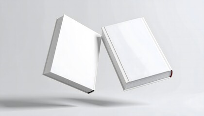 Showcase your story with these elegant blank white books floating in a crisp studio setting