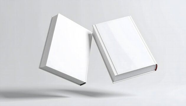 Showcase your story with these elegant blank white books floating in a crisp studio setting