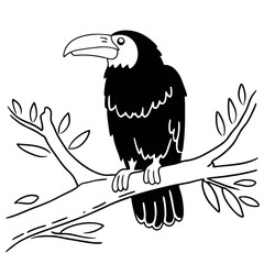 Cute Black and White Toucan Perched on a Branch