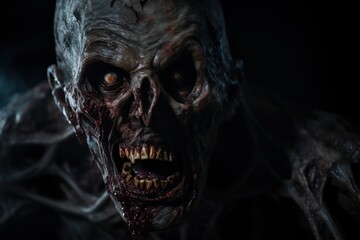 Creepy halloween zombie. Scary halloween concept. Halloween. Horror film. Zombie. Zombies. Halloween. Halloween Concept with Copy Space. Zombie Apocalypse Concept with Copy Space.