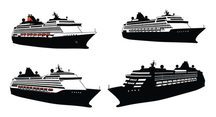 Obraz premium elegant modern detailed professional high quality Silhouette Style Cruiseship Vector Illustrations
