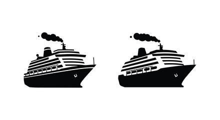 Obraz premium detailed professional high quality Silhouette of Two Cruise Ships on Waterside