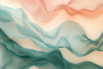 Minimal Abstract Organic Landscape with Flowing Teal and Coral Waves – Soft Gradient Background