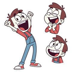 Cartoon characters of a smiling man woman and chef in a fun comic style illustration