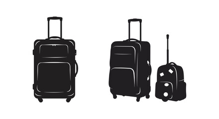professional high quality Silhouette of Luggage and Backpack in Neutral Background
