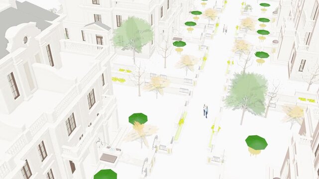 Luxury Villa Apartment Complex, Seamless 3D Loop Animation, 3d rendering, Generic Villas