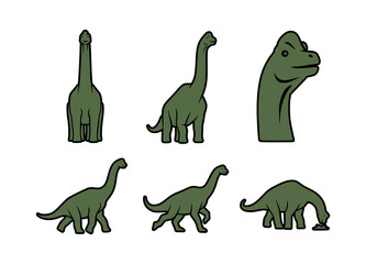 Fototapeta premium Dinosaur illustration, showcasing different angles, highlighting its long neck