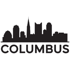 Naklejka premium Vector Columbus skyline. Travel Columbus famous landmarks. Business and tourism concept for presentation, banner, web site. Vector black silhouette. with white background