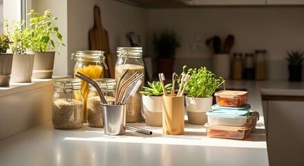 Eco-Friendly Kitchen with Reusable and Sustainable Products