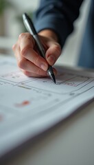 Naklejka premium Focused hand sketching designs on paper