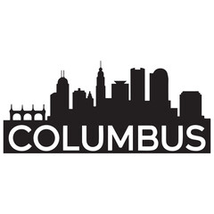 Naklejka premium Vector Columbus skyline. Travel Columbus famous landmarks. Business and tourism concept for presentation, banner, web site. Vector black silhouette. with white background