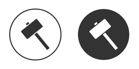 Wooden mallet icons concept in solid versions. Flat design style.