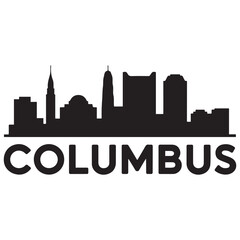 Fototapeta premium Vector Columbus skyline. Travel Columbus famous landmarks. Business and tourism concept for presentation, banner, web site. Vector black silhouette. with white background