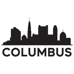 Fototapeta premium Vector Columbus skyline. Travel Columbus famous landmarks. Business and tourism concept for presentation, banner, web site. Vector black silhouette. with white background