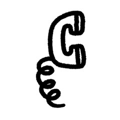 Obraz premium retro telephone cartoon handwrite png outline cute for kids handwrite design clipart cartoon handwritten doodle element