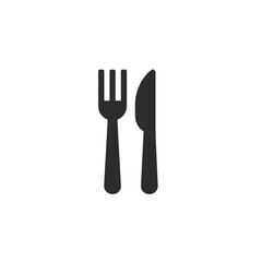 Simple black fork and knife icon.