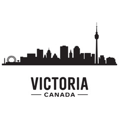 Fototapeta premium Victoria skyline horizontal banner. Victoria, Canada. Vector template for your design. Vector black silhouette. with white background