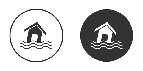Flood icons concept in solid versions. Flat design style.