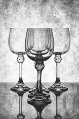 Still life with empty glass goblets